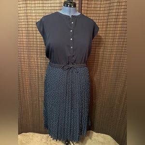 LOFT navy midi pleated dress size 16